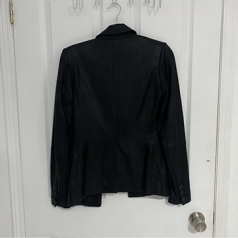 Danier Black Leather Fitted Blazer Jacket | Lined |‎ Women’s XXS - Picture 2 of 7